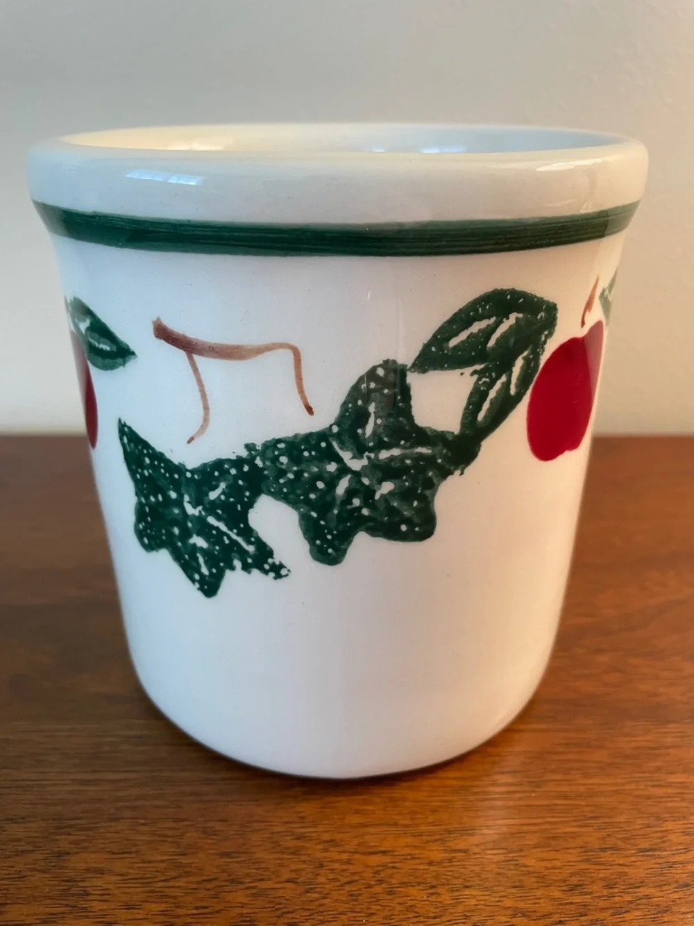 Ceramic Apple and Ivy Utensil Crock - Red & Green